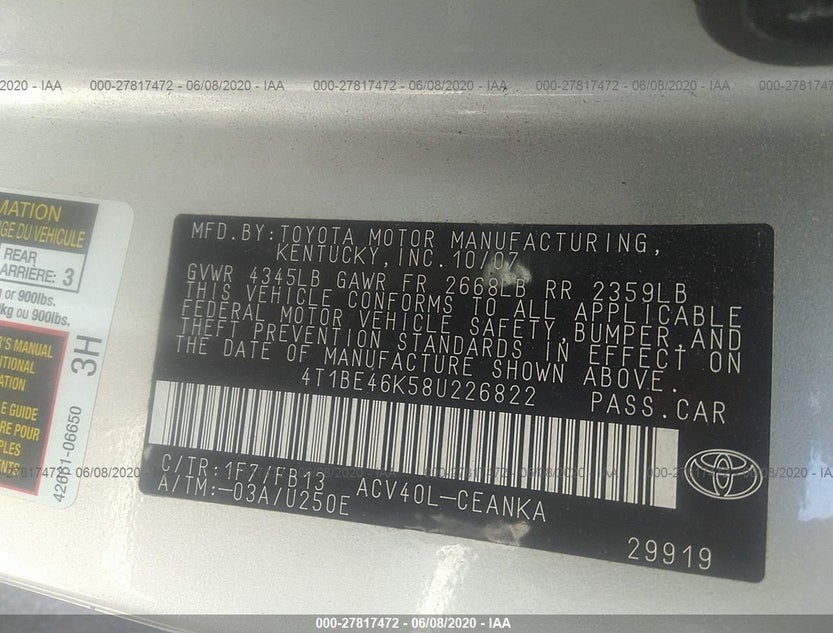 4T1BE46K58U226822