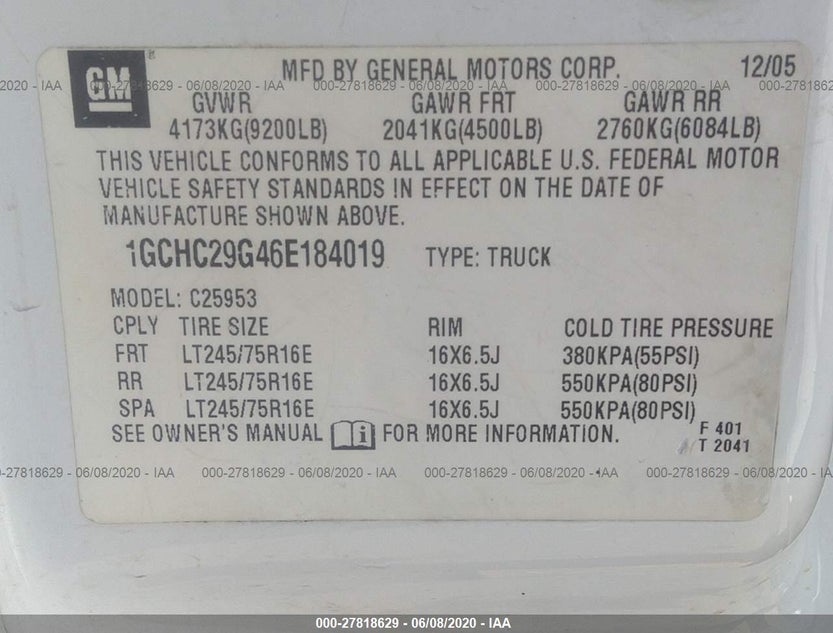 1GCHC29G46E184019