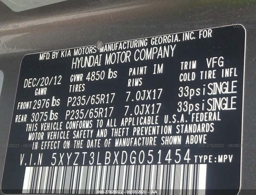 5XYZT3LBXDG051454