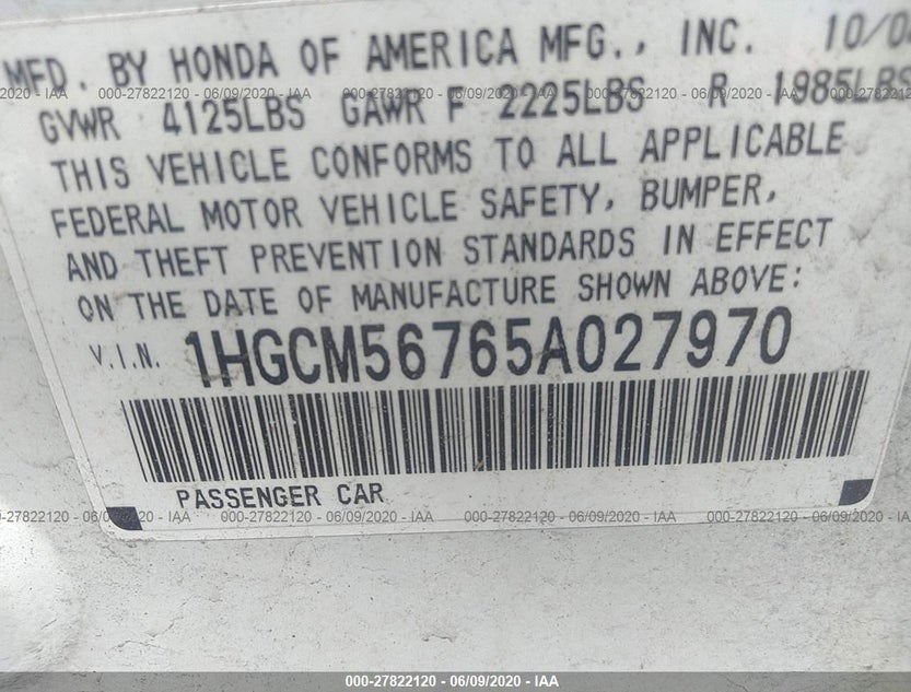 1HGCM56765A027970