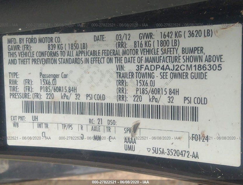 3FADP4AJ2CM186305