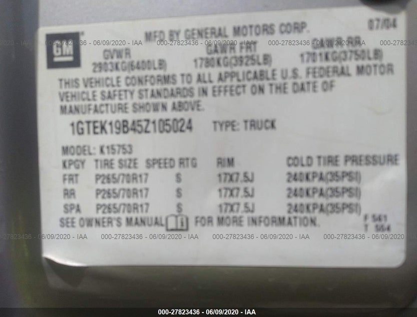 1GTEK19B45Z105024