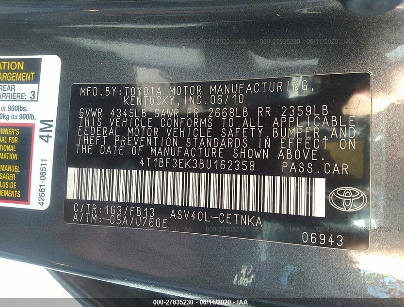 4T1BF3EK3BU162358