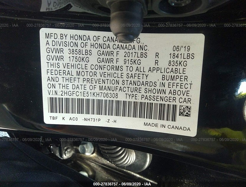 2HGFC1E51KH706308