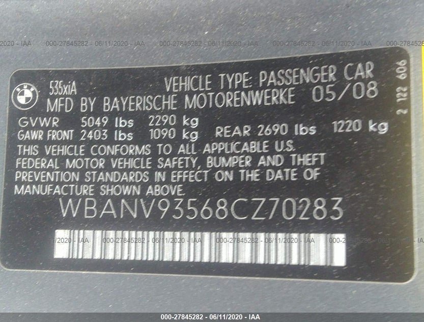 WBANV93568CZ70283