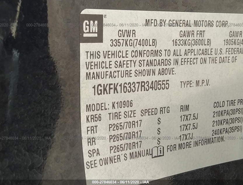 1GKFK16337R340555