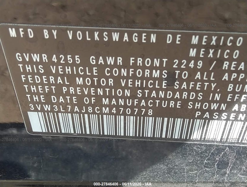 3VW3L7AJ8CM470778