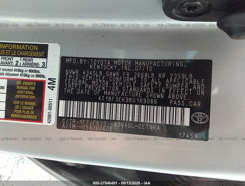 4T1BF3EK9BU169086