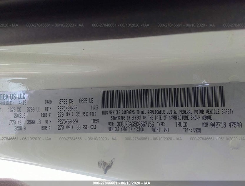 3C6JR6AG5KG567156