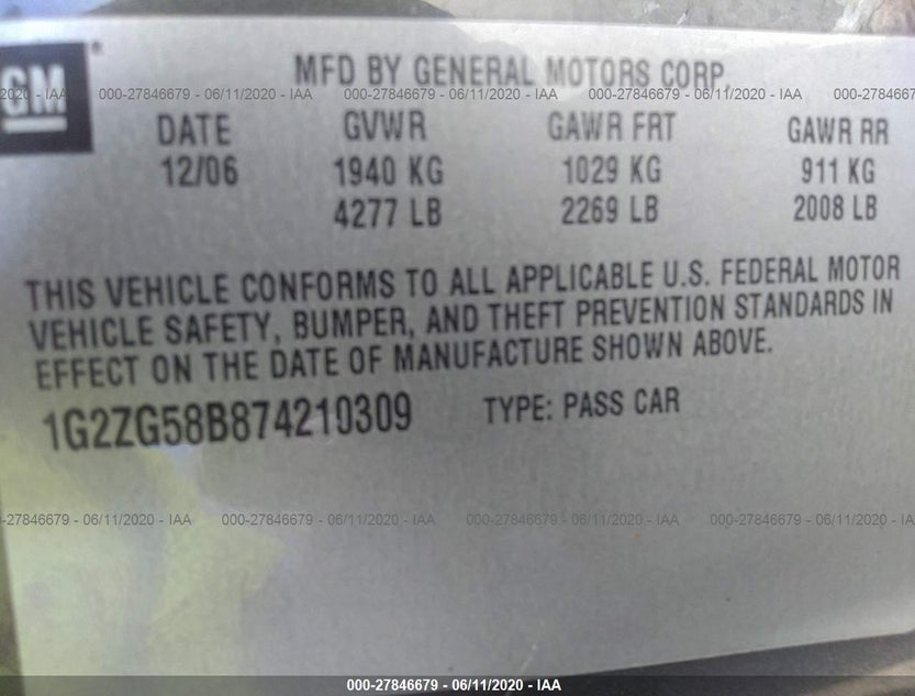 1G2ZG58B874210309