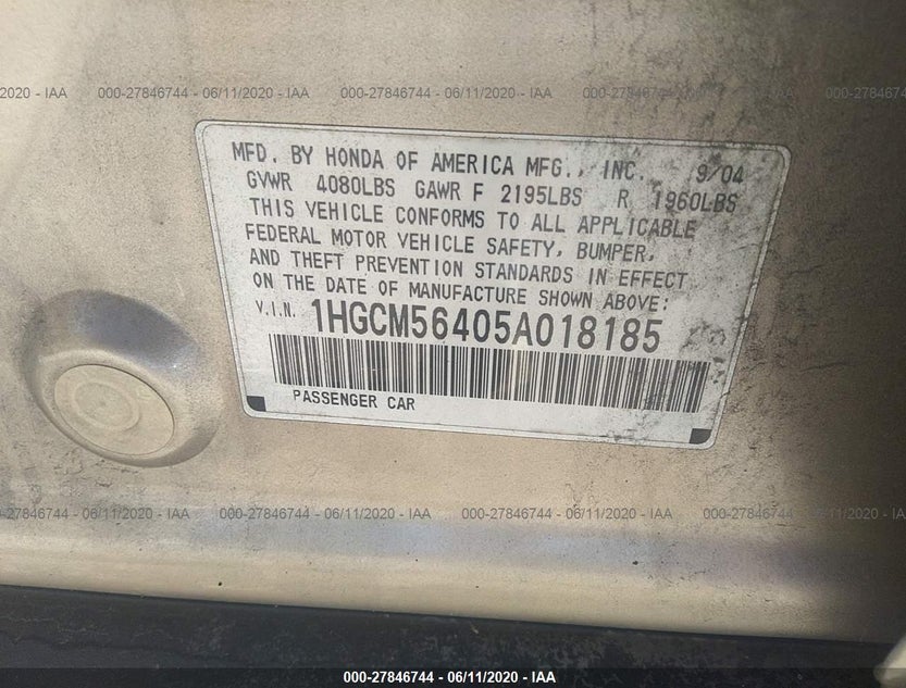 1HGCM56405A018185