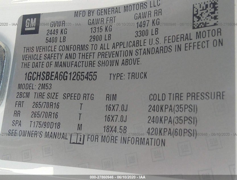 1GCHSBEA6G1265455