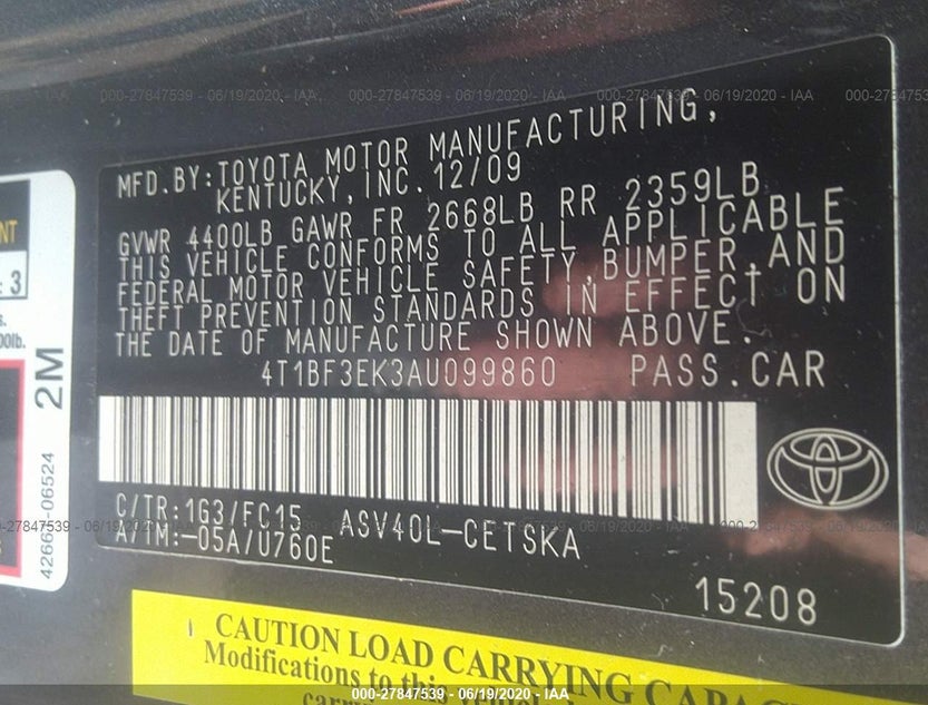 4T1BF3EK3AU099860