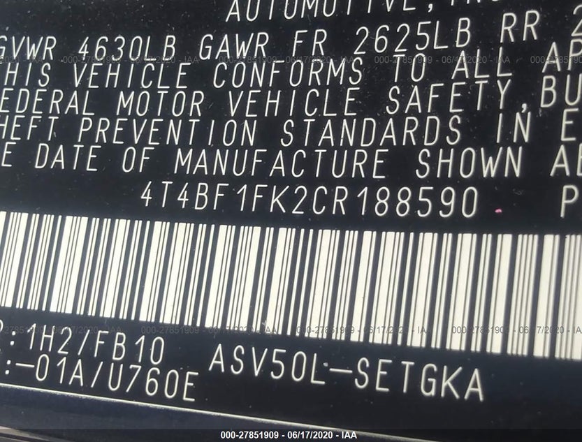 4T4BF1FK2CR188590