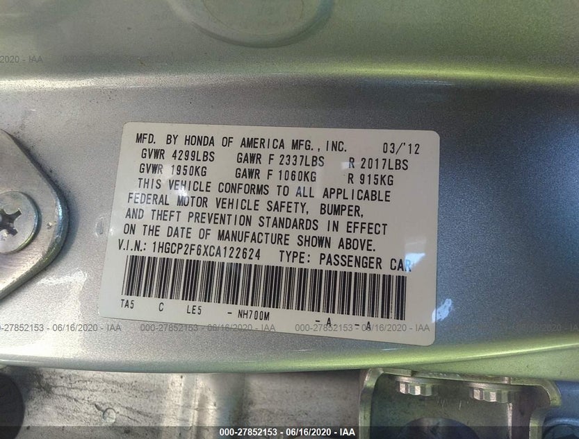 1HGCP2F6XCA122624