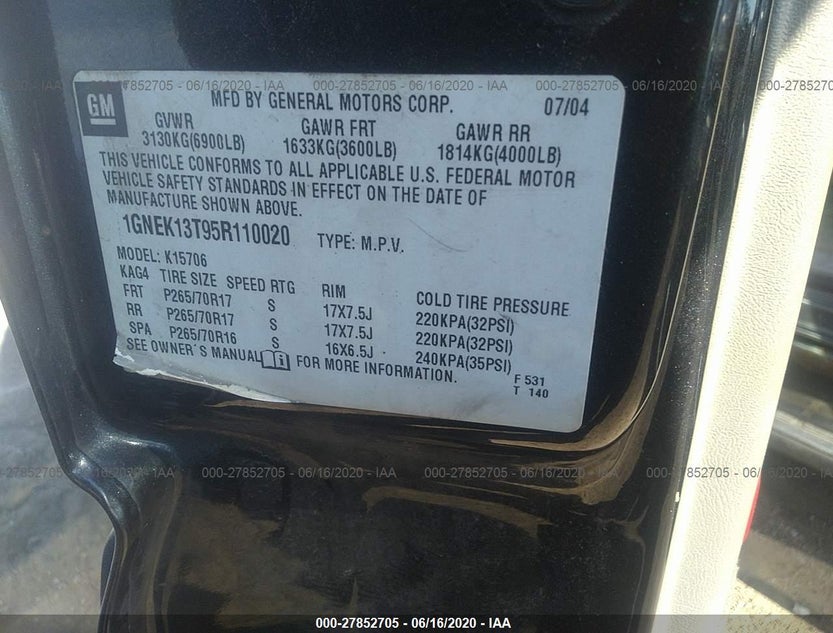 1GNEK13T95R110020