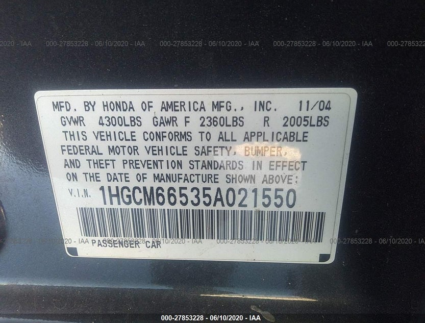 1HGCM66535A021550