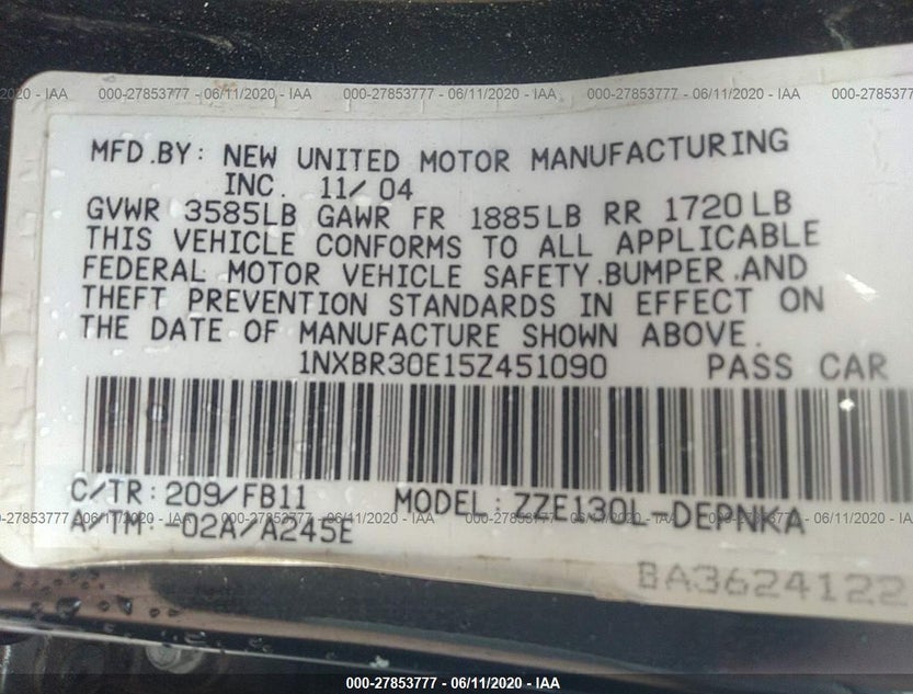 1NXBR30E15Z451090