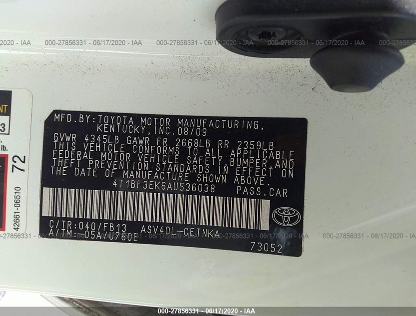 4T1BF3EK6AU536038