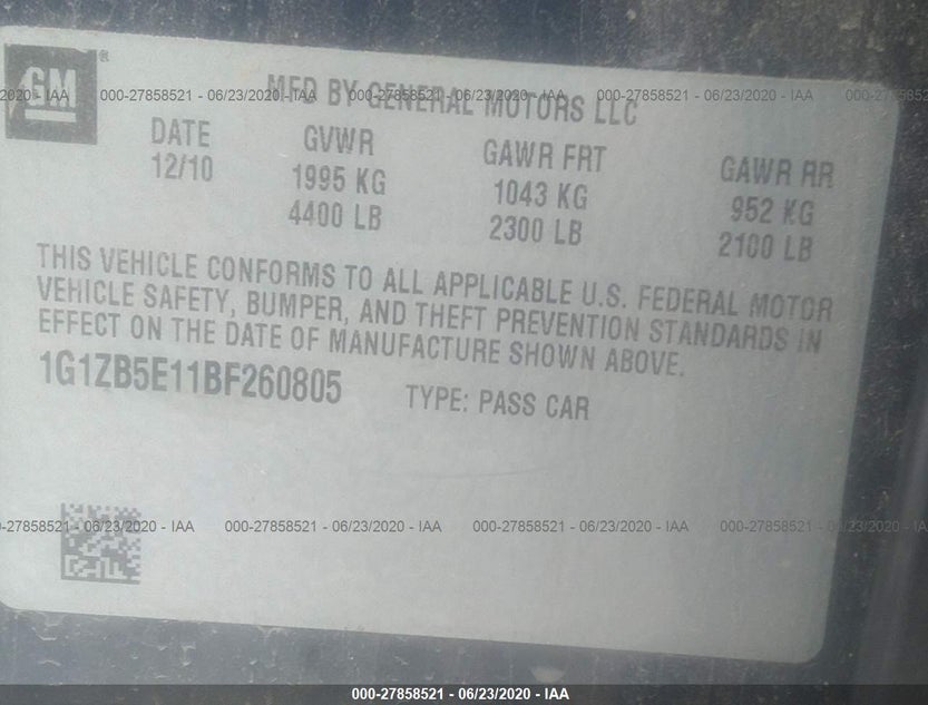 1G1ZB5E11BF260805