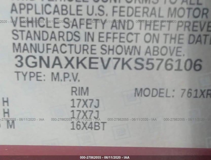 3GNAXKEV7KS576106