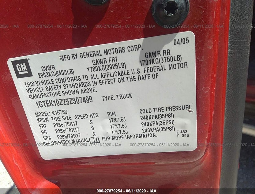 1GTEK19Z25Z307499