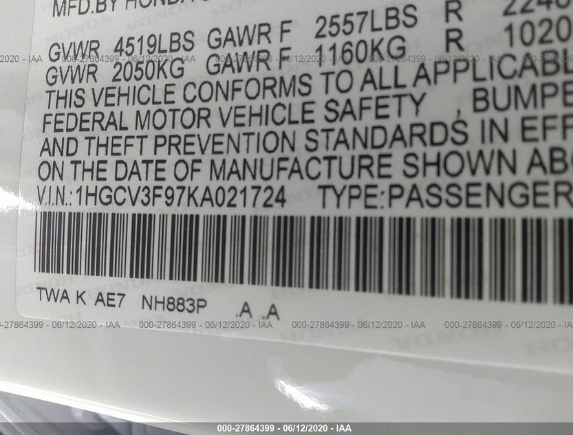 1HGCV3F97KA021724