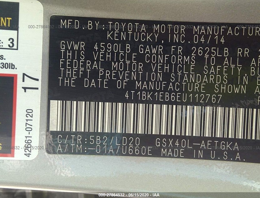 4T1BK1EB6EU112767