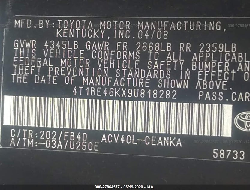 4T1BE46KX9U818282