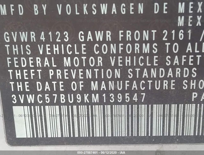 3VWC57BU9KM139547