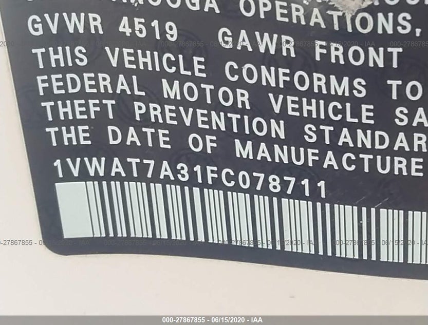 1VWAT7A31FC078711