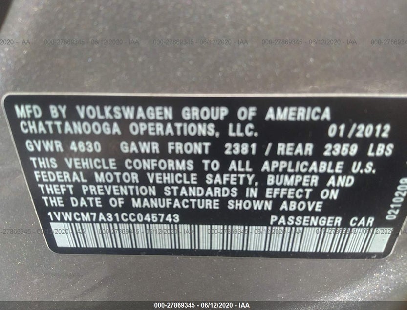 1VWCM7A31CC045743