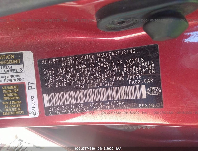 4T1BF1FK6EU815420