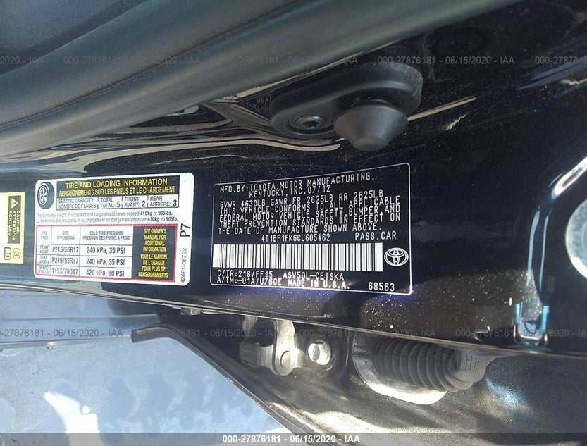 4T1BF1FK6CU605462
