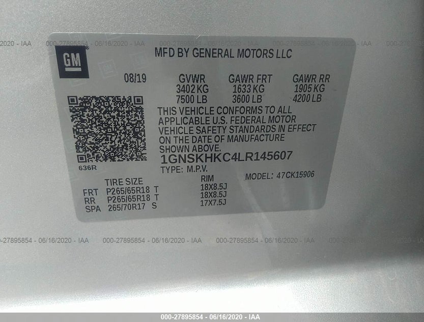 1GNSKHKC4LR145607