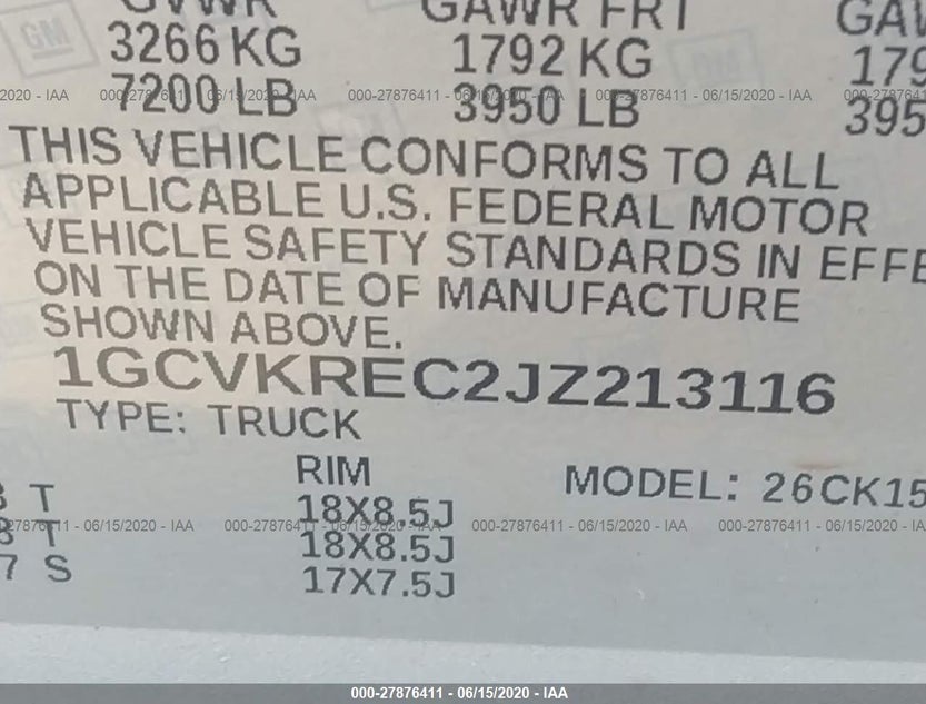 1GCVKREC2JZ213116