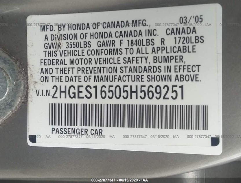 2HGES16505H569251