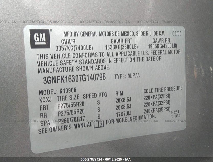 3GNFK16307G140798