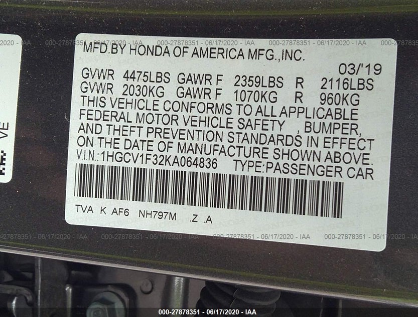 1HGCV1F32KA064836