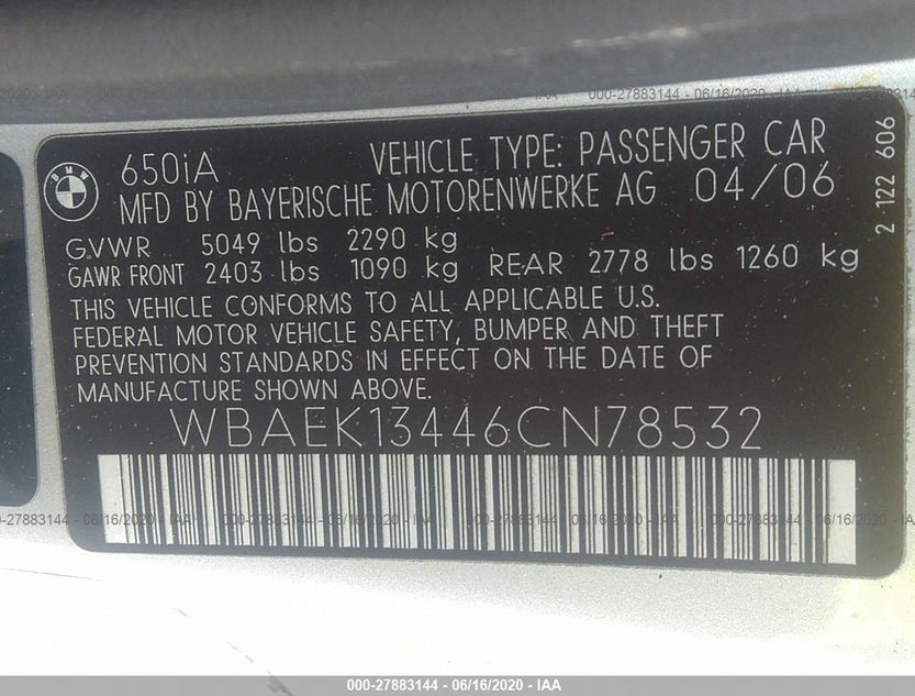 WBAEK13446CN78532