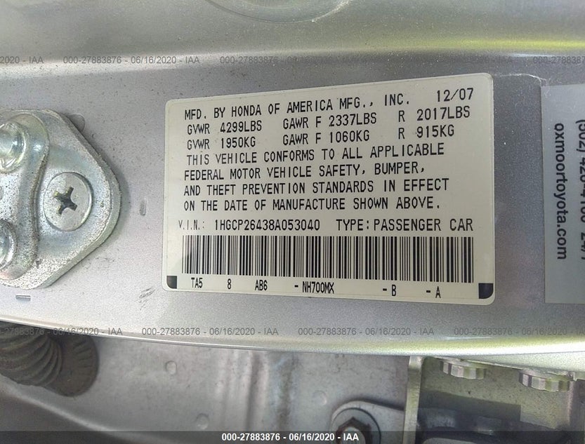 1HGCP26438A053040