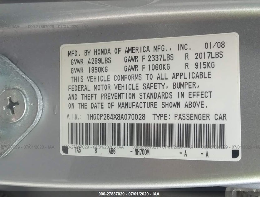 1HGCP264X8A070028