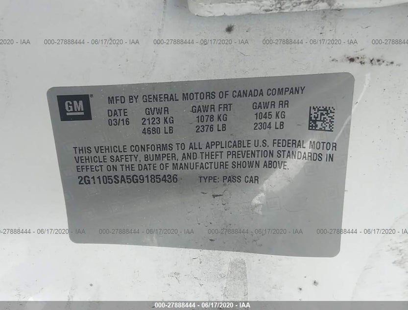 2G1105SA5G9185436
