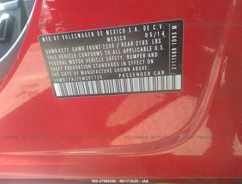 3VWD17AJ2EM301725