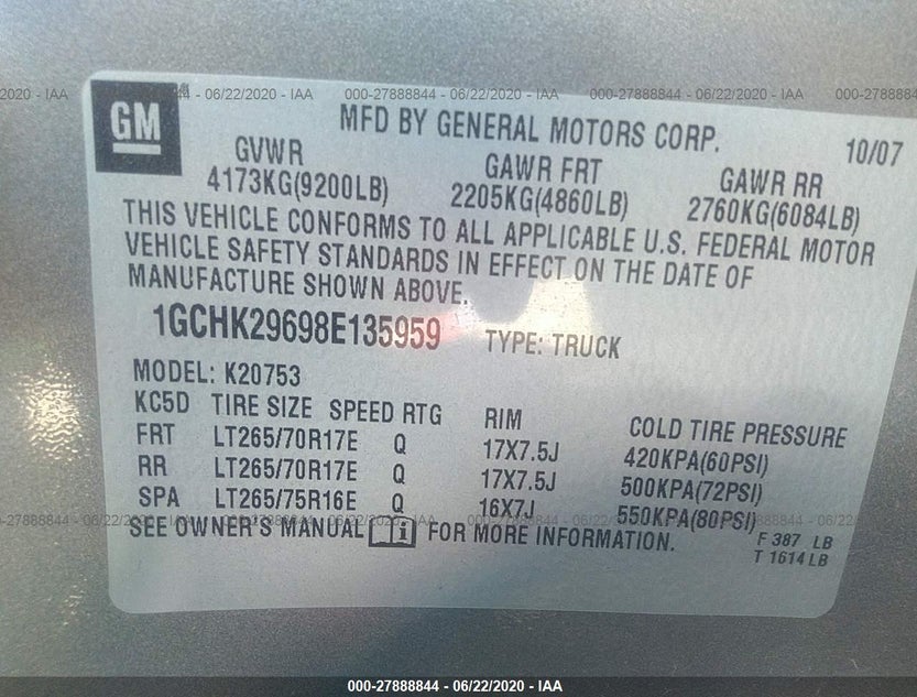 1GCHK29698E135959