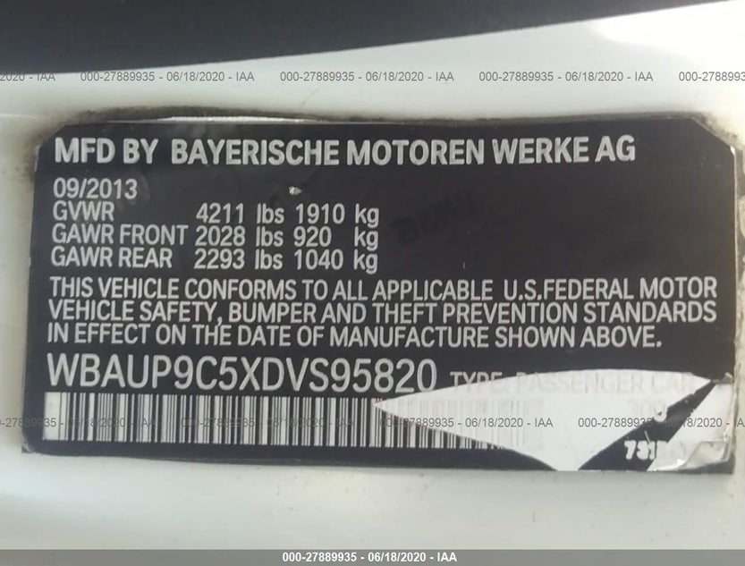 WBAUP9C5XDVS95820