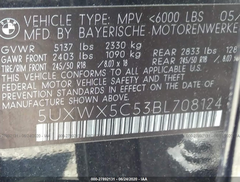 5UXWX5C53BL708124