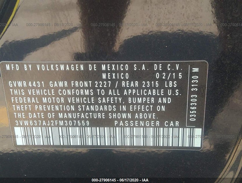 3VW637AJ2FM307559