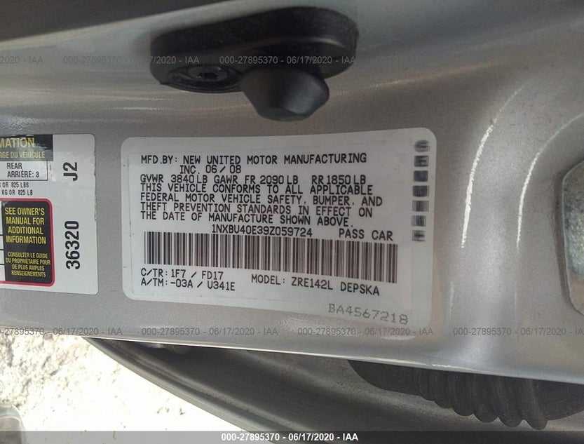 1NXBU40E39Z059724