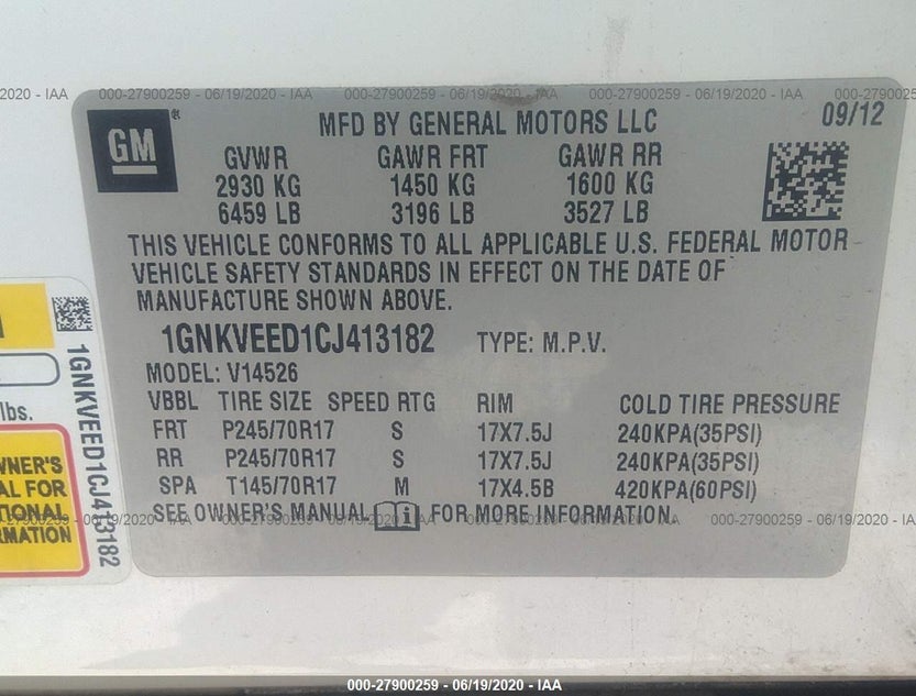 1GNKVEED1CJ413182